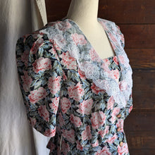 Load image into Gallery viewer, 80s Vintage Dark Floral Polyester Top
