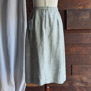 80s Vintage White and Black Tweed Midi Skirt