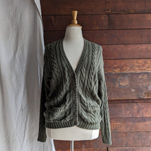 Load image into Gallery viewer, 90s Vintage Plus Size Olive Cable Knit Cardigan

