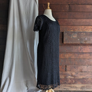 90s/Y2K Plus Size Black Poly Lace Maxi Dress