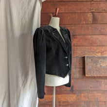 Load image into Gallery viewer, Black Velvet Cropped Jacket
