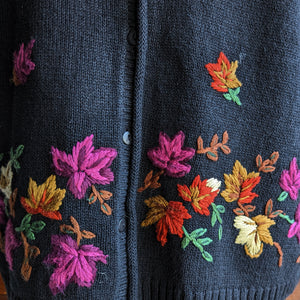 90s Vintage Plus Size Fall Embroidered Cardigan