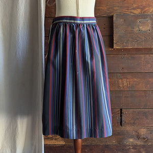 80s Vintage Poly Blend Striped Skirt