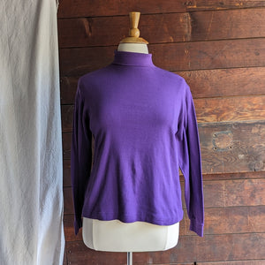 Vintage Purple Cotton Blend Turtleneck Top