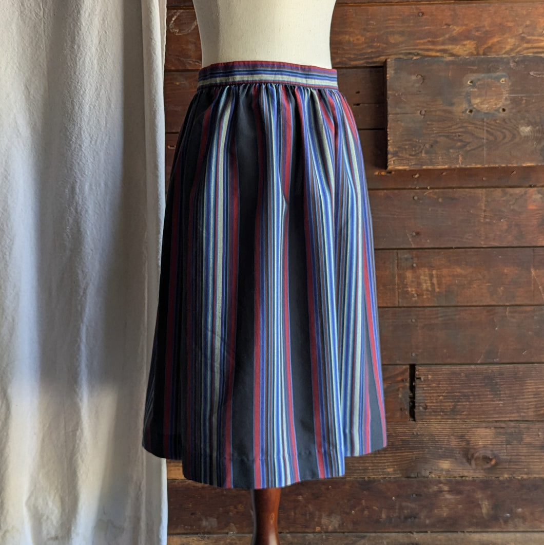 80s Vintage Poly Blend Striped Skirt