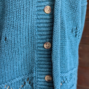 90s Vintage Teal Knit Cardigan