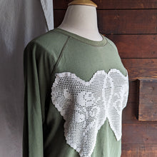 Load image into Gallery viewer, Patchwork Olive Green Doily Sweatshirt
