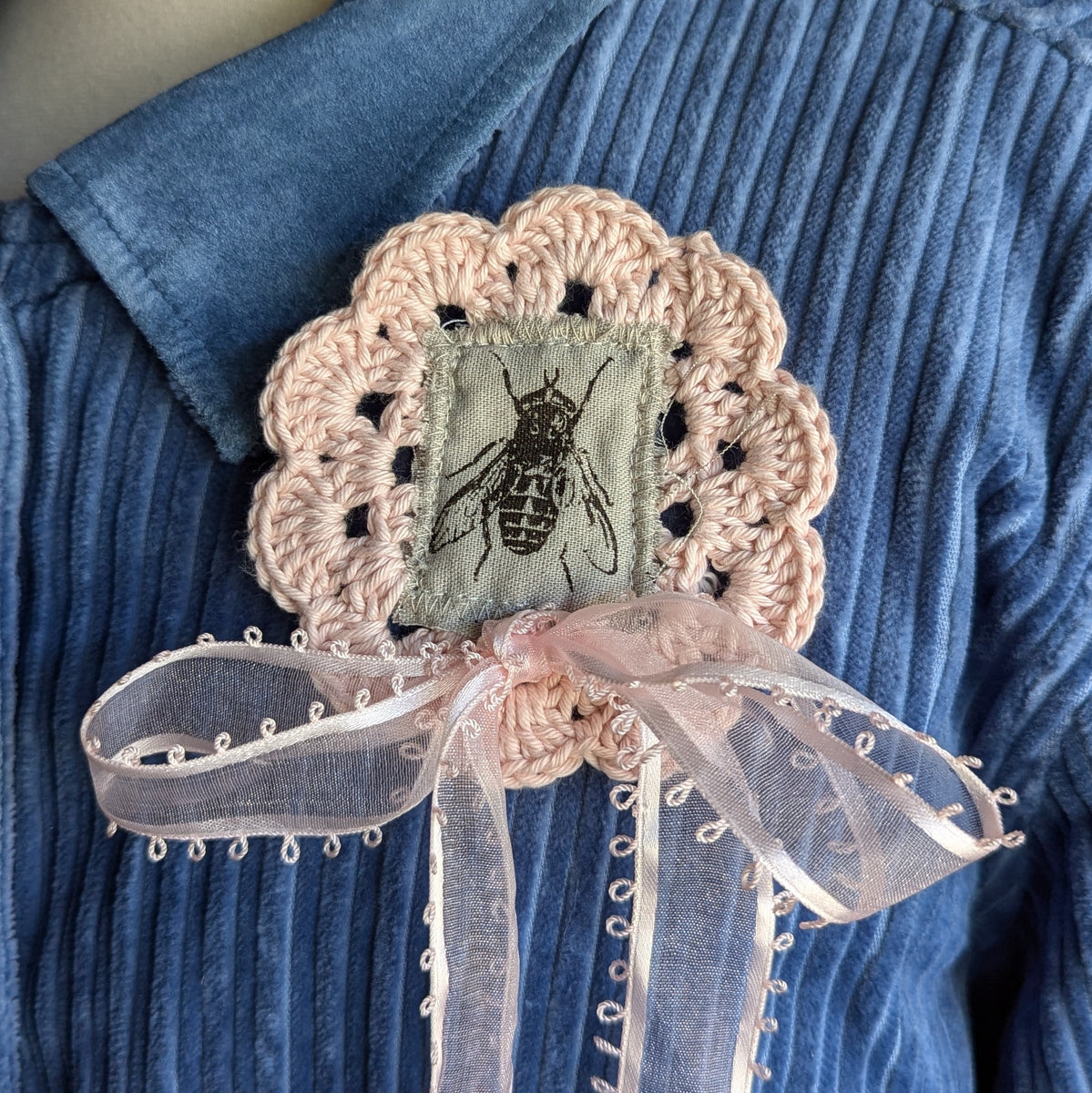 Upcycled Pink Lace 'Pink Ribbon' Fly Pin – Forager Vintage