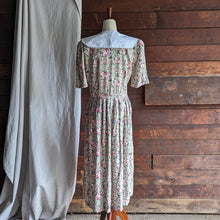 Load image into Gallery viewer, 90s Vintage Green Floral Rayon Maxi Dress with Pockets
