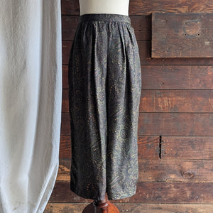 90s Vintage Dark Brown Paisley Midi Skirt