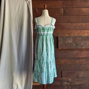 70s Vintage Homemade Cotton Midi Sundress