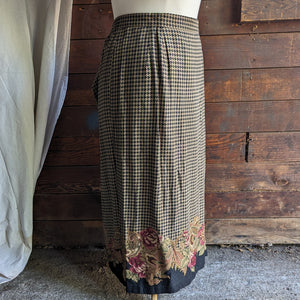 90s Vintage Plus Size Brown Rayon Wrap Skirt