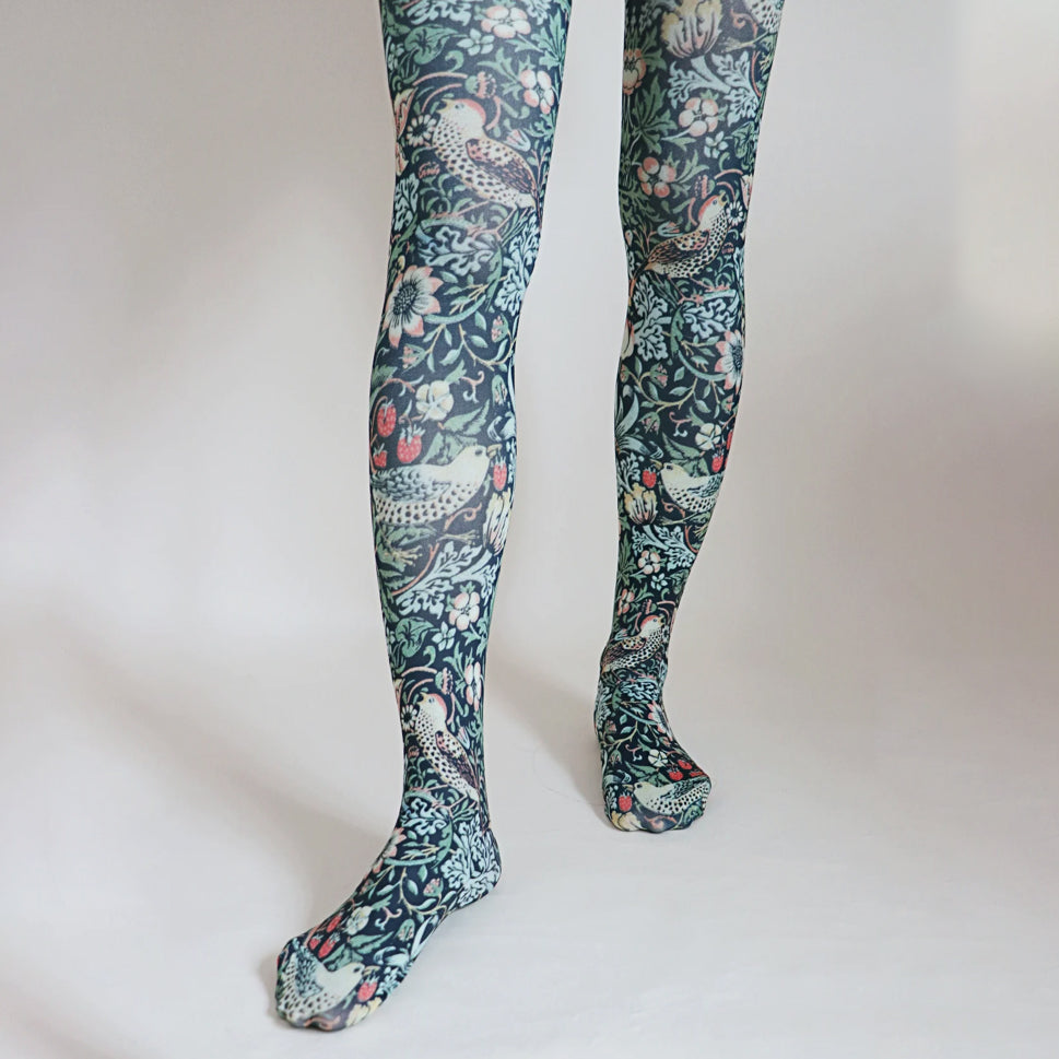 "Strawberry Thief" Printed Art Tights – Forager Vintage