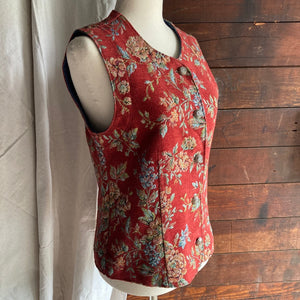 90s Vintage Floral Tapestry Vest