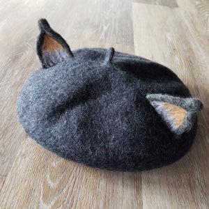 Dark Grey Cat Ear Beret