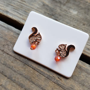 Rose Gold Plated Squirrel Stud Earrings