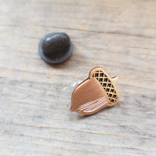 Load image into Gallery viewer, Tiny Brass Acorn Enamel Pin
