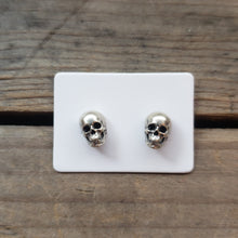 Load image into Gallery viewer, Sterling Silver Skull Stud Earrings
