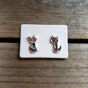 Sterling Silver Origami Fox Studs
