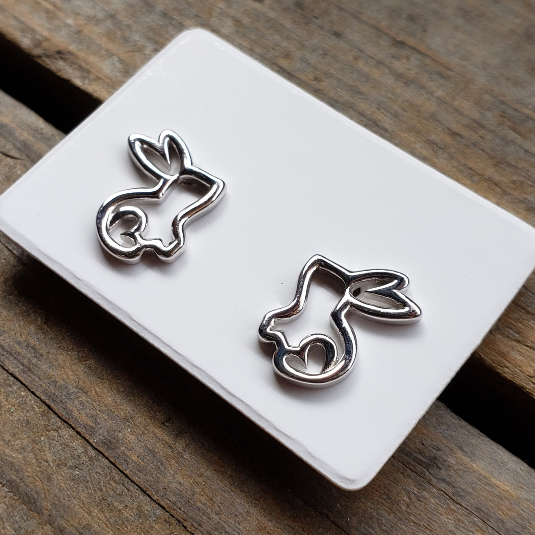 Sterling Silver Bunny Outline Studs