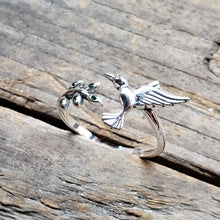 Load image into Gallery viewer, Sterling Silver Adjustable Hummingbird Ring
