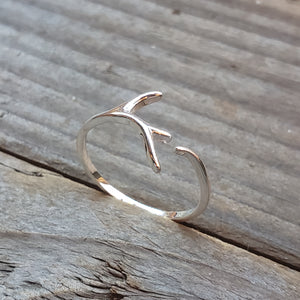 Adjustable Silver Toned Antler Ring