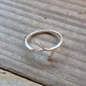 Adjustable Silver Toned Antler Ring