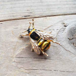 Gold Toned Enamel Bee Brooch