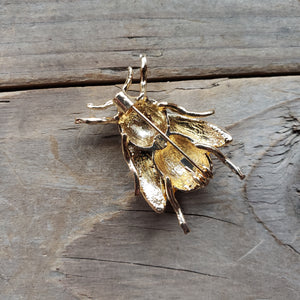 Gold Toned Enamel Bee Brooch