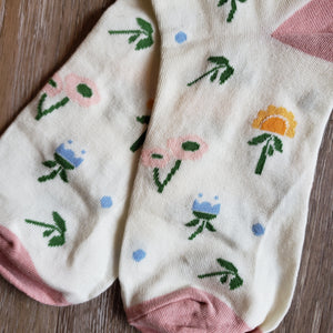 Bright Spring Floral Socks