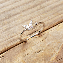 Load image into Gallery viewer, Sterling Silver Adjustable Dainty Butterfly Ring
