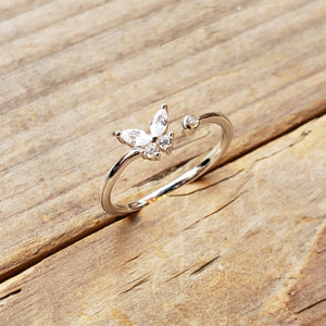Sterling Silver Adjustable Dainty Butterfly Ring