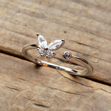 Load image into Gallery viewer, Sterling Silver Adjustable Dainty Butterfly Ring
