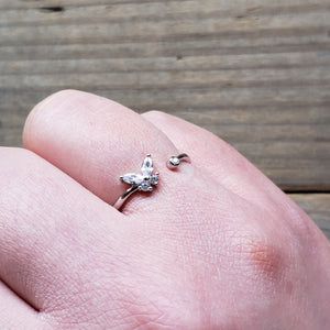 Sterling Silver Adjustable Dainty Butterfly Ring