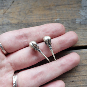 Sterling Silver Hummingbird Skull Earrings