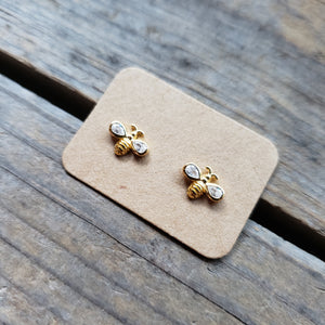 Tiny Gold Plated Honeybee Studs