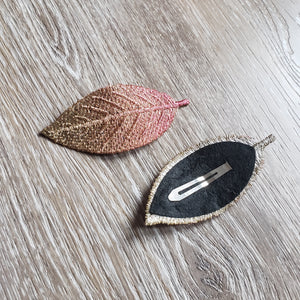 Embroidered Leaf Hairclip