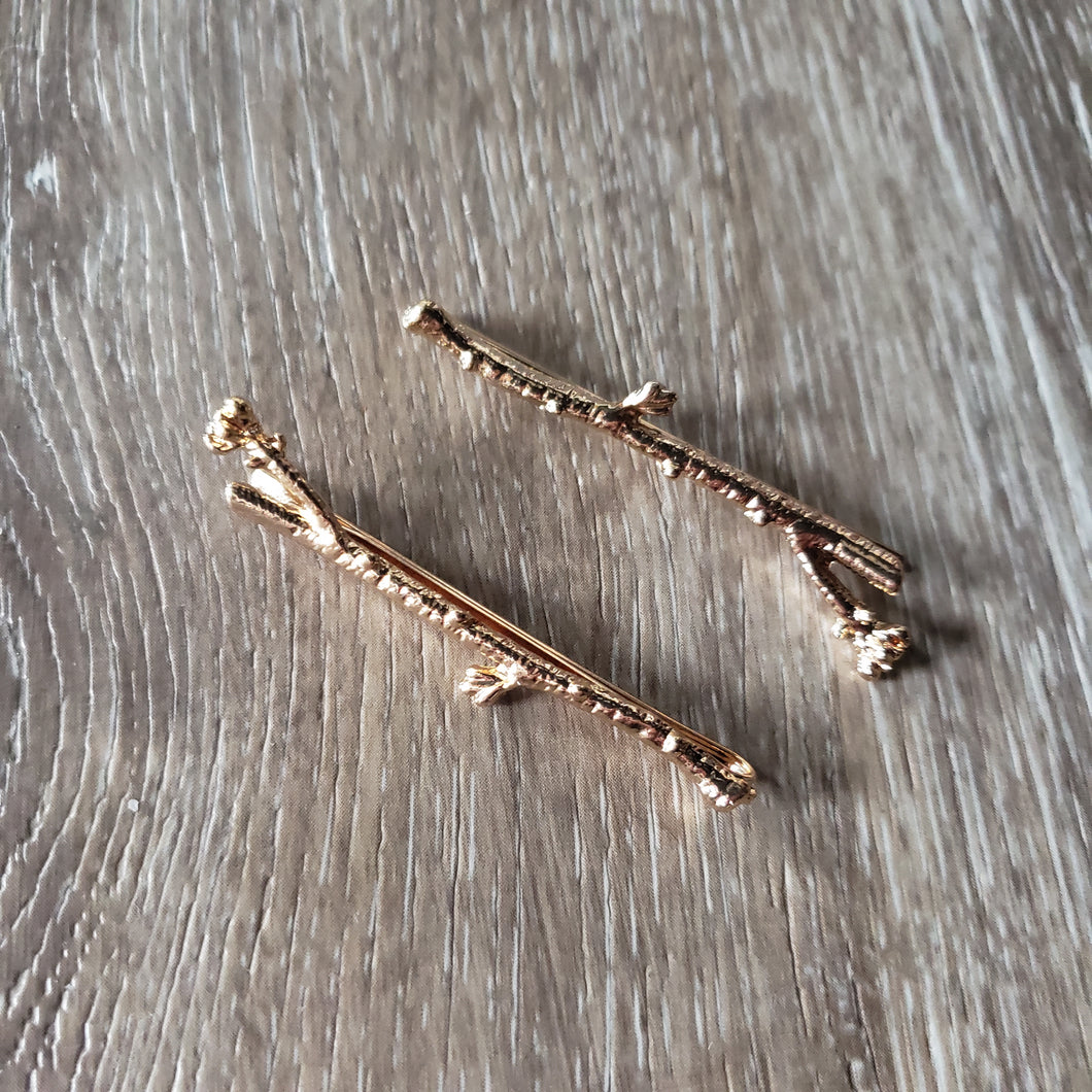 Tiny Gold Twig Hairclip