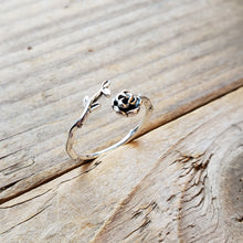 Load image into Gallery viewer, Adjustable Sterling Silver Rose Ring

