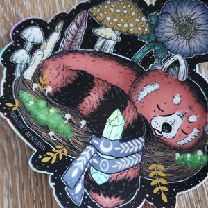 Magical Red Panda Holographic Vinyl Sticker