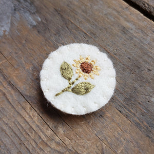 Tiny Embroidered Sunflower Brooch