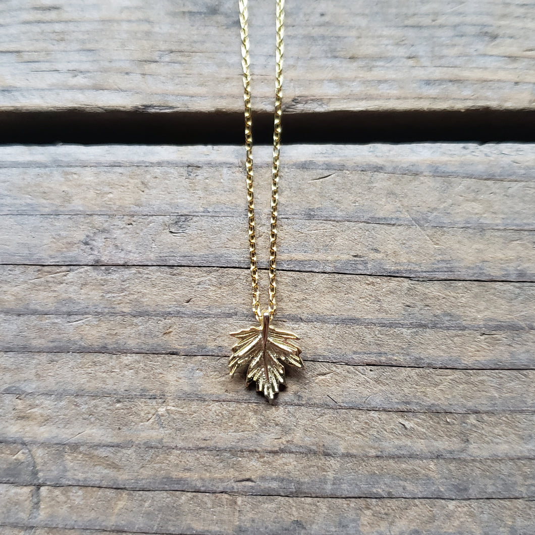 Tiny Gold Plated Maple Leaf Necklace