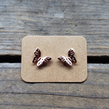 Load image into Gallery viewer, Rose Plated Butterfly Studs
