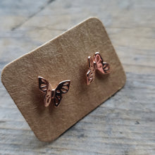 Load image into Gallery viewer, Rose Plated Butterfly Studs

