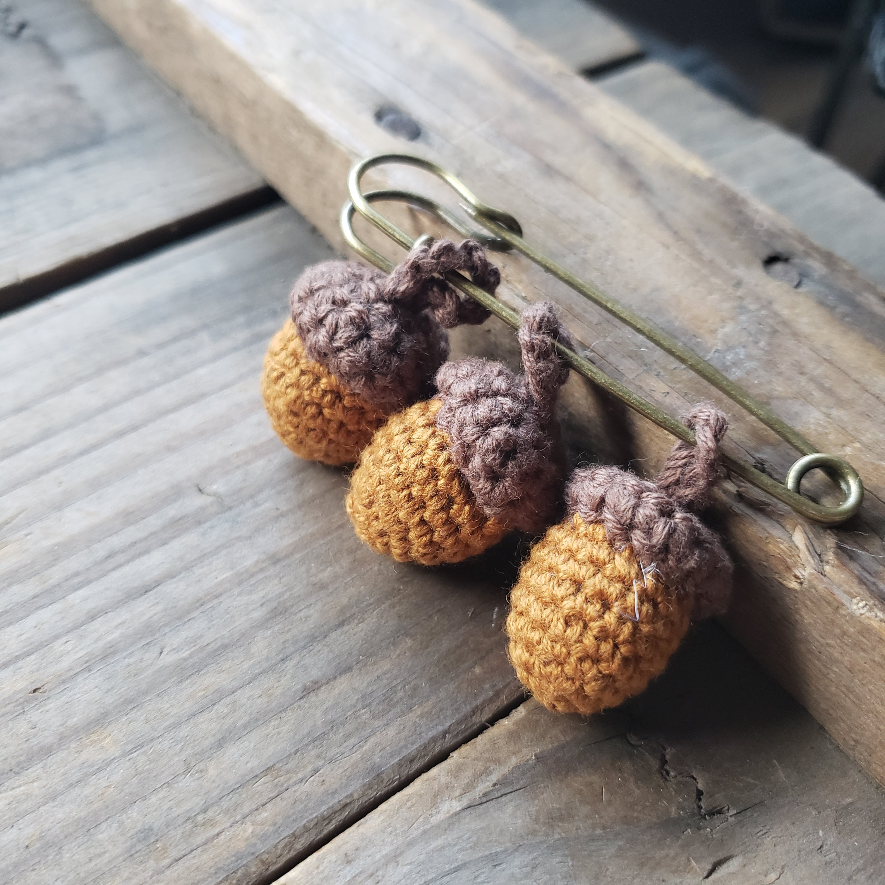 Crochet Acorns Pin