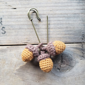 Crochet Acorns Pin