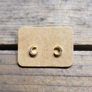 Gold Plated Crescent Moon Studs