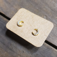 Load image into Gallery viewer, Gold Plated Crescent Moon Studs
