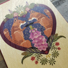 Load image into Gallery viewer, Fox Love Printed Wood Postcard
