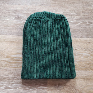 Green  Cotton Knit Beanie. Made in Portland Oregon.